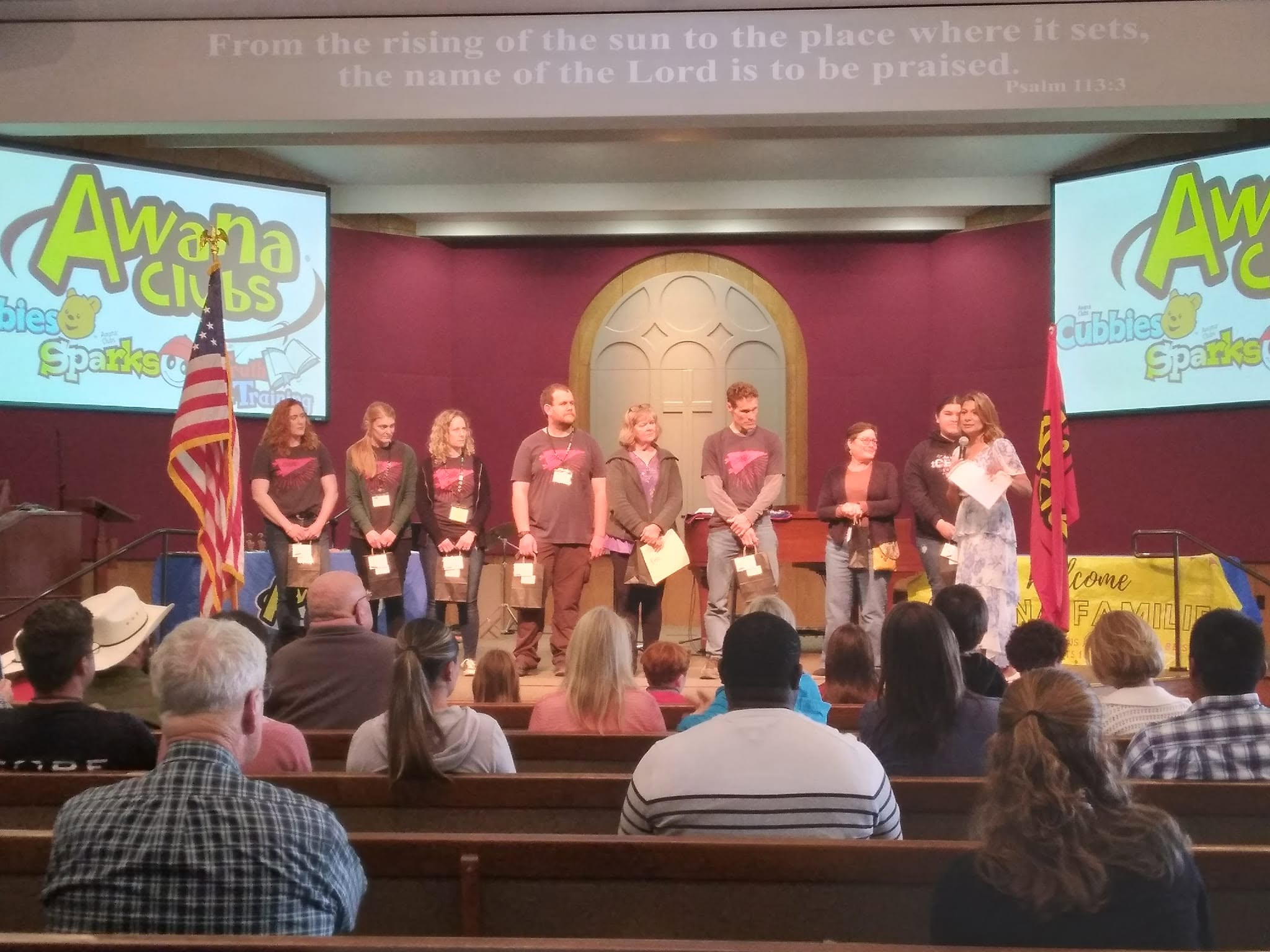 AWANA leaders recognized on the sanctuary stage
