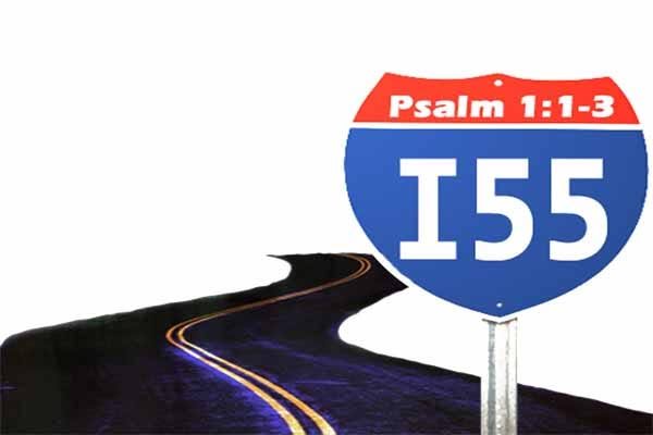 I-55 Mature Ministry logo — interstate shield with Psalm 1:1-3
